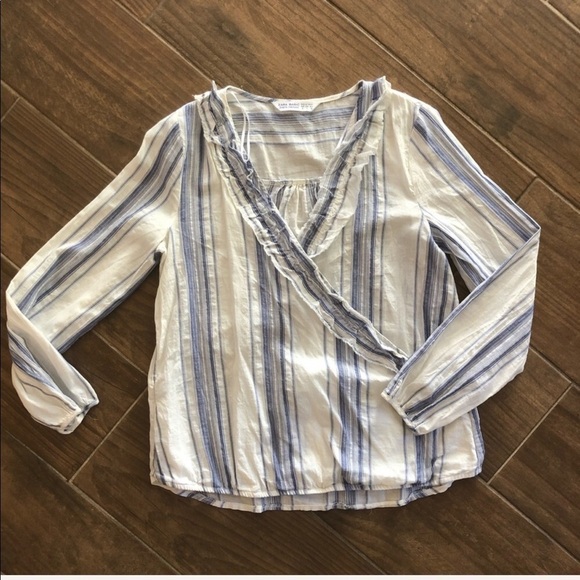 Zara striped faux wrap blouse Size Small - Picture 5 of 9